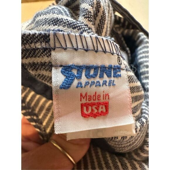 Vintage Stone Apparel Toddler Blue White Striped Overalls Size 18 Months - Picture 7 of 8